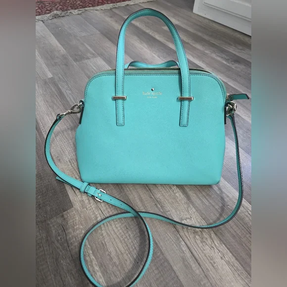 Kate Spade Mint Turquoise Bowler Satchel Crossbody Bag Y2K Classy Aqua Designer - Picture 5 of 13